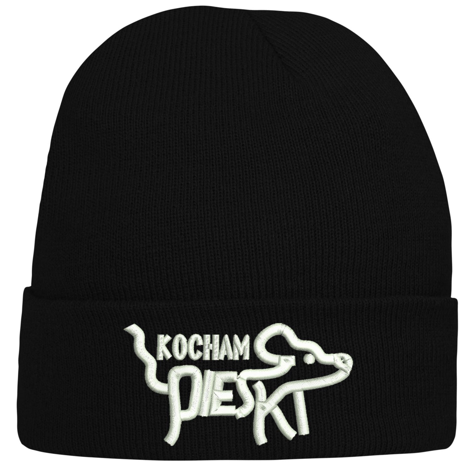 CZAPKA zimowa z haftem KOCHAM PIESKI na prezent KOCHAM PIESKI