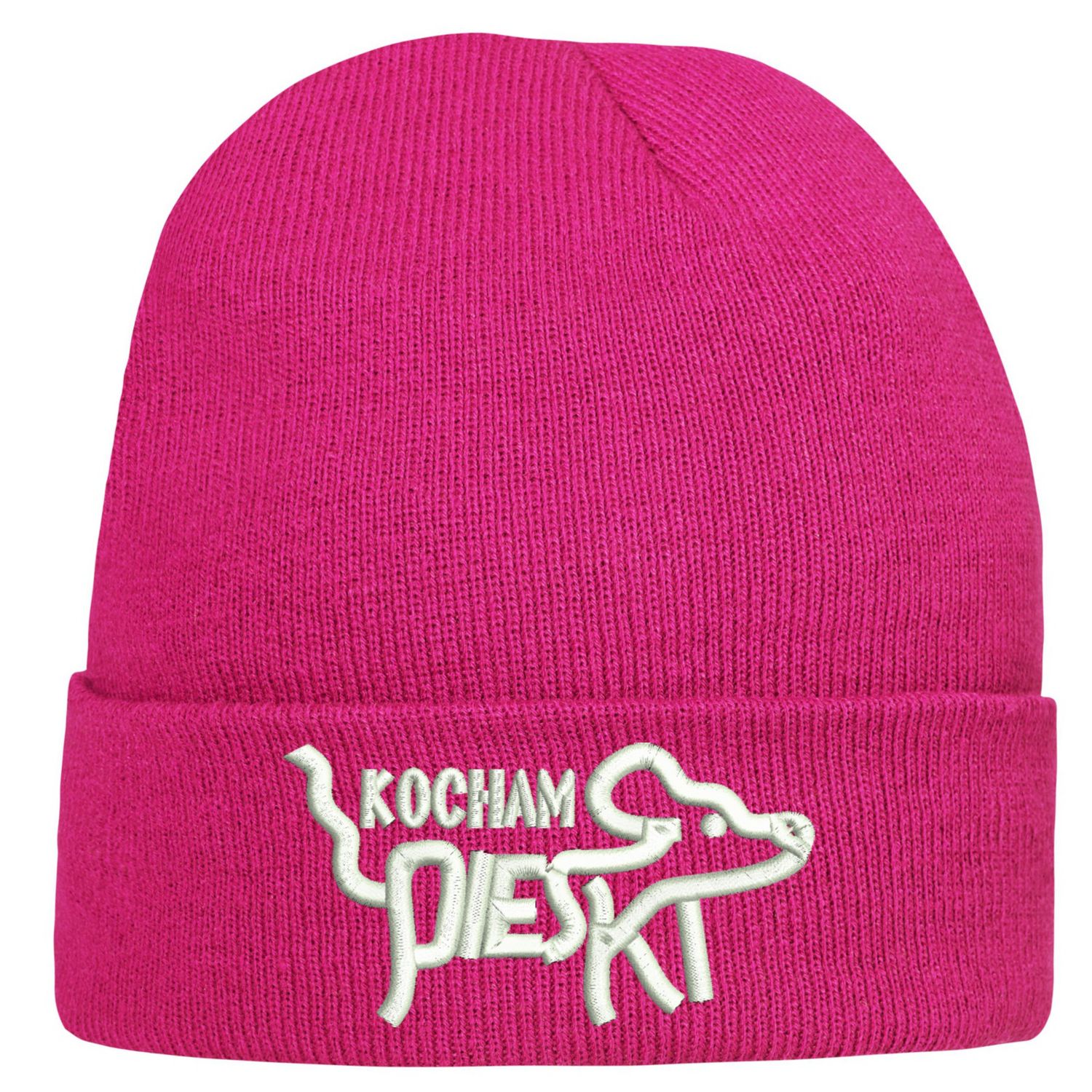 CZAPKA zimowa z haftem KOCHAM PIESKI na prezent KOCHAM PIESKI