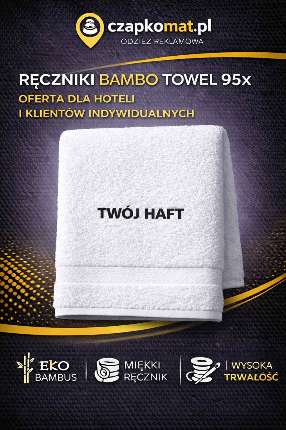 Ręcznik z haftem BAMBOO TOWEL95X
