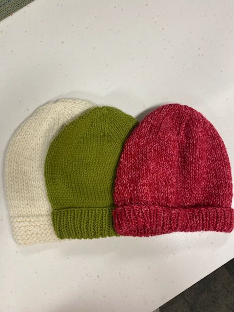 Knitted Beanies, scarves, bags, etc