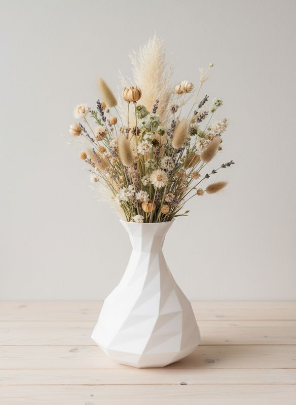 Geometryczny wazon 3D 18 cm – biały, PLA