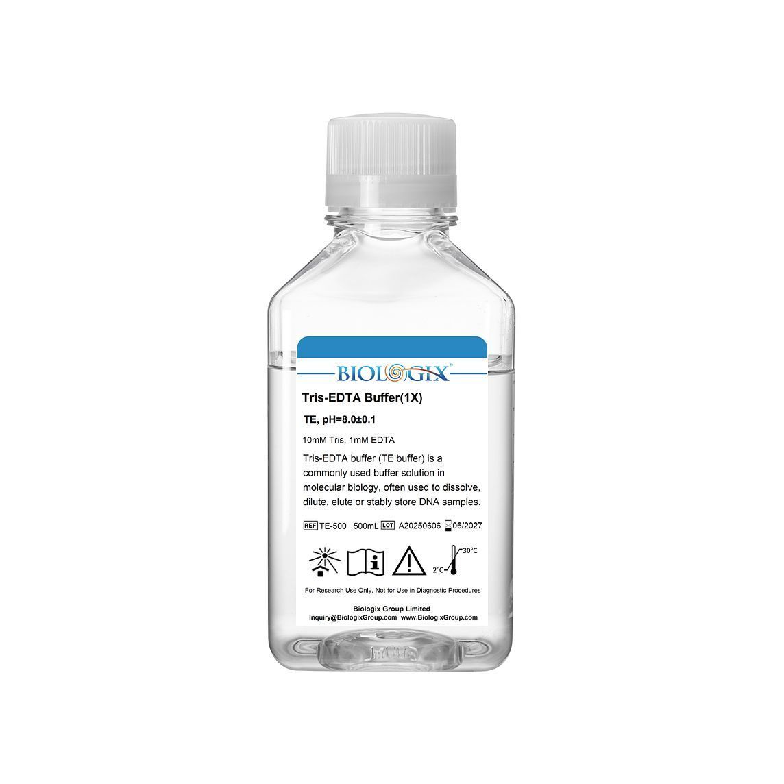 Biologix® TE ( Tris-EDTA ) Buffer ( 1X ),  pH8.0, 500mL/ Bottle