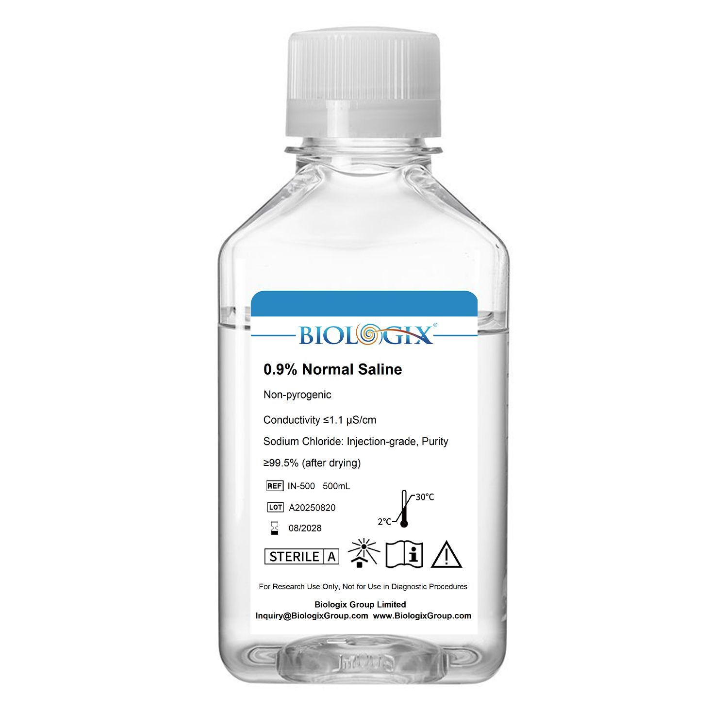 Biologix® 0.9% Normal Saline Solution, 500mL/Bottle