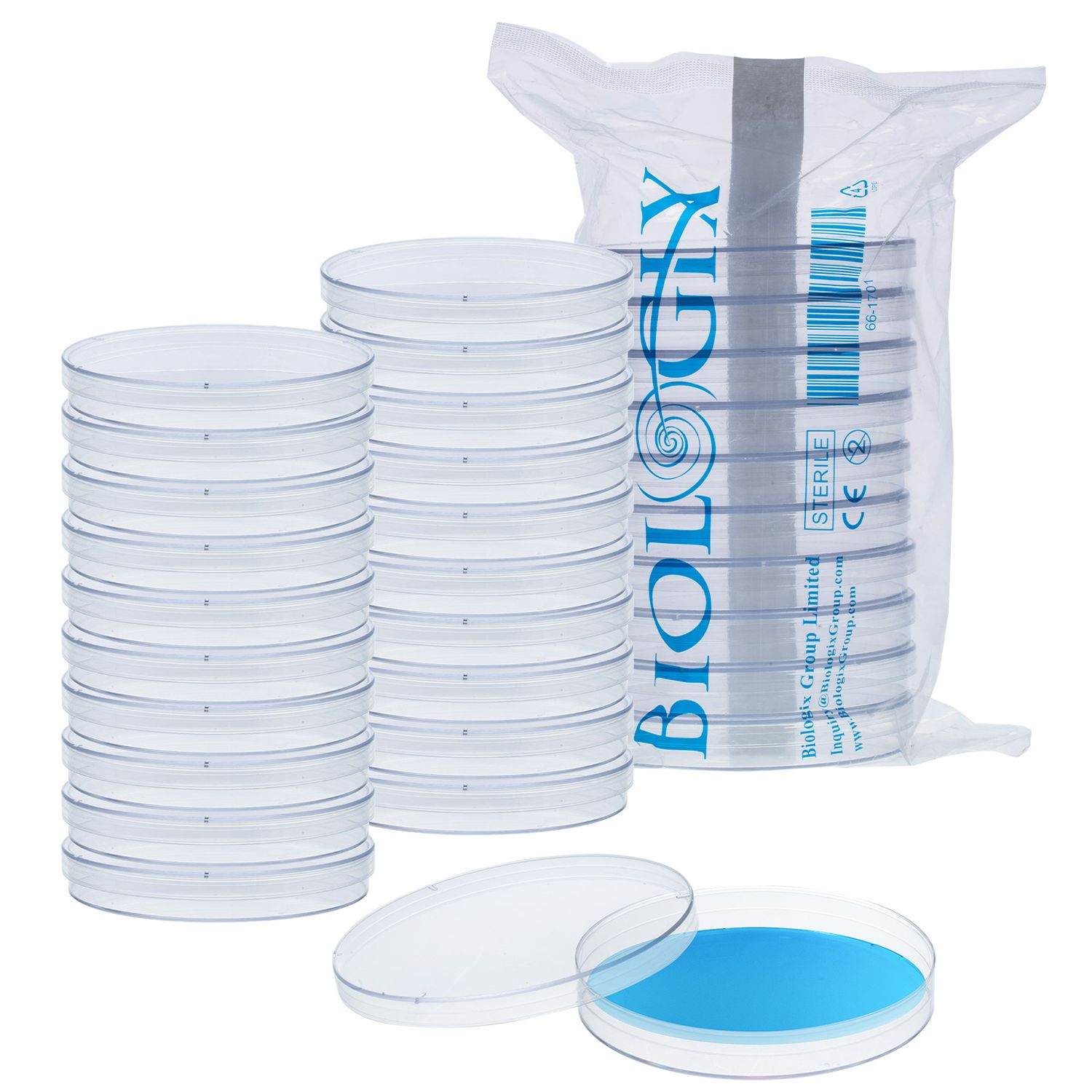 Biologix® Petri Dishes with Lids, Deep Clean, Ethylene Oxide Sterilized, 90x17 mm, 10 Pieces/Bag, 50 Bags/Case