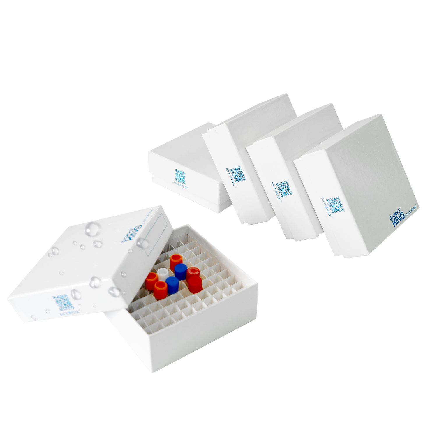 Biologix® Premium Cardboard Cryogenic Boxes, 2 Inch, Glossy Coating, 5 Pieces/Pack, 20 Packs/Case