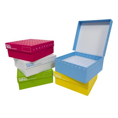 Biologix® ID-Color™ Cardboard Freezer Boxes, 2 Inch, 81-well, Assorted Color, 5 Pieces/Pack, 4 Packs/Case