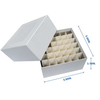 CryoKing 36-well Cryo Boxes, 3 Inch Height, Lab Freezer Box with Lid, Cryo Storage Box for 15ml Centrifuge Tubes, White, Pack of 5