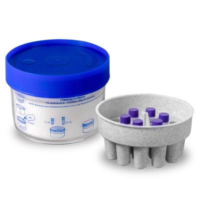 18-Well Cryoboxes, -1℃(-33.8℉) Freezer Boxes, Polycarbonate Freezing Container, Laboratory Procedure Cooling Box for 1.0/1.2/1.5/2.0ml Vials, Pack of 1