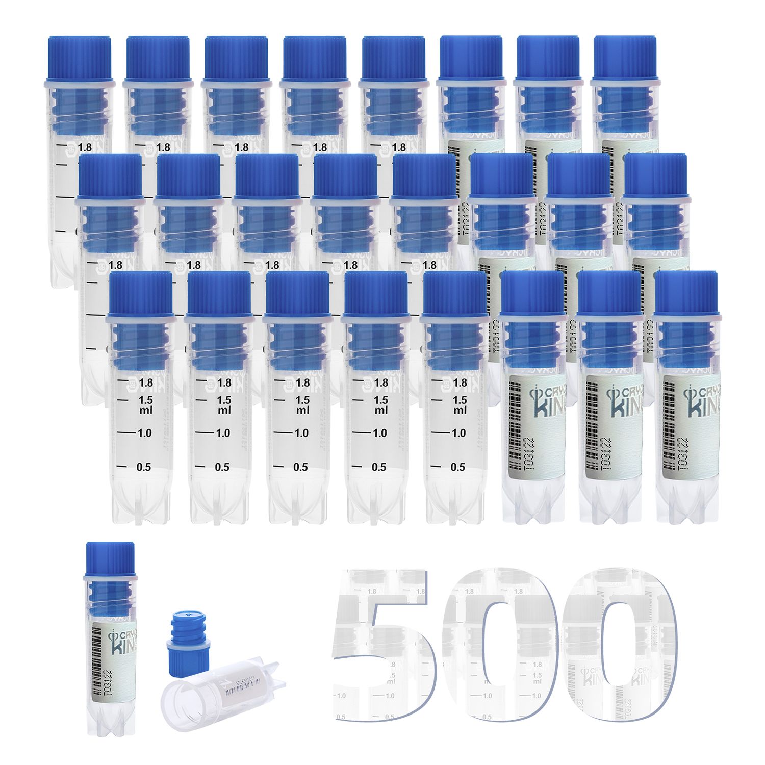 Biologix® 2.0ml Cryogenic Vials, Internal Thread, 25/Bag, 500/Pack