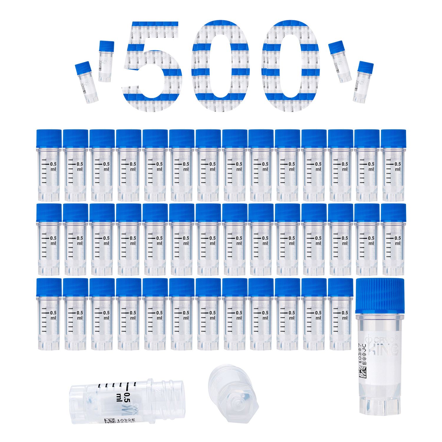Biologix® 0.5 ml Cryogenic Vials, Side Bardcode, External Thread,500/Pack
