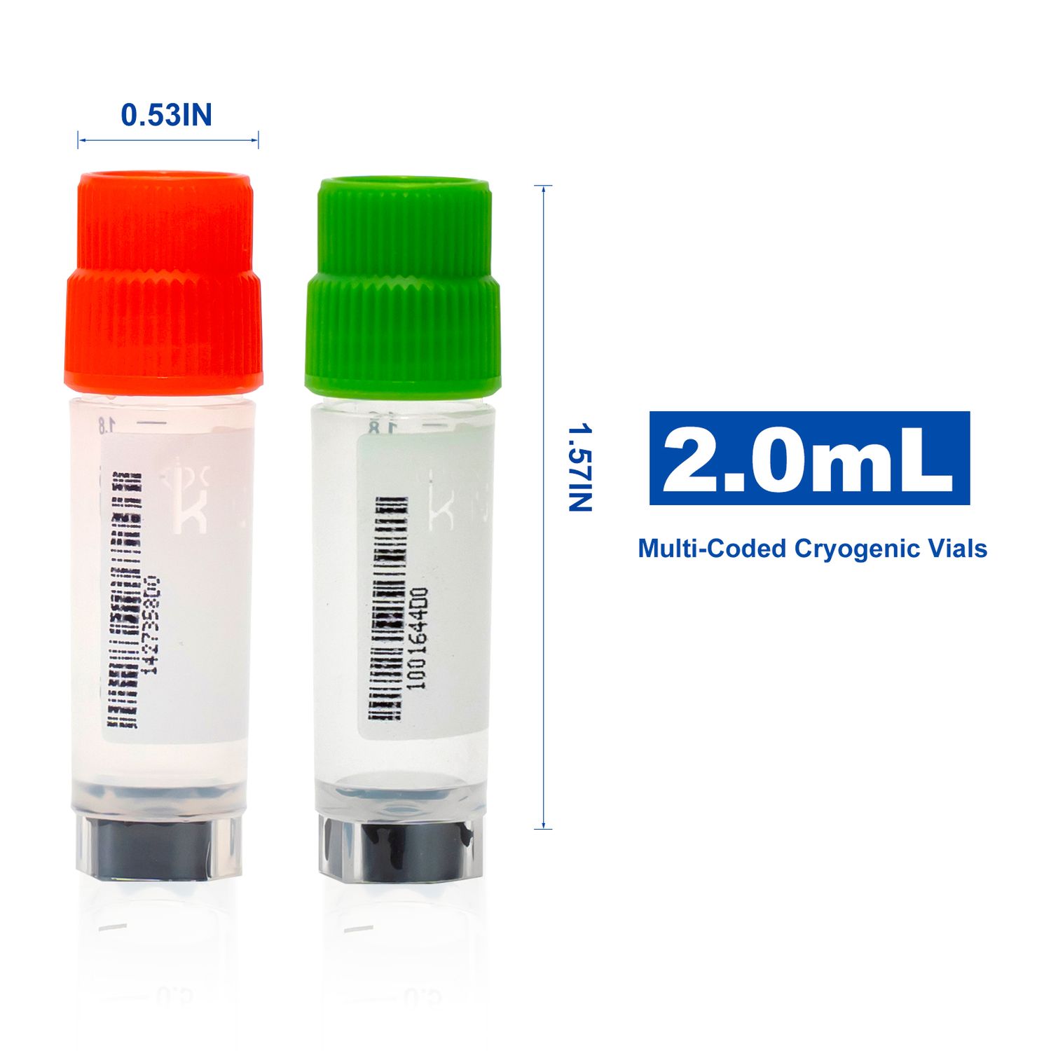 ​Biologix® 2.0ml Cryogenic Vials, Side &amp; Bottom Barcoded, External Thread, 500/Pack