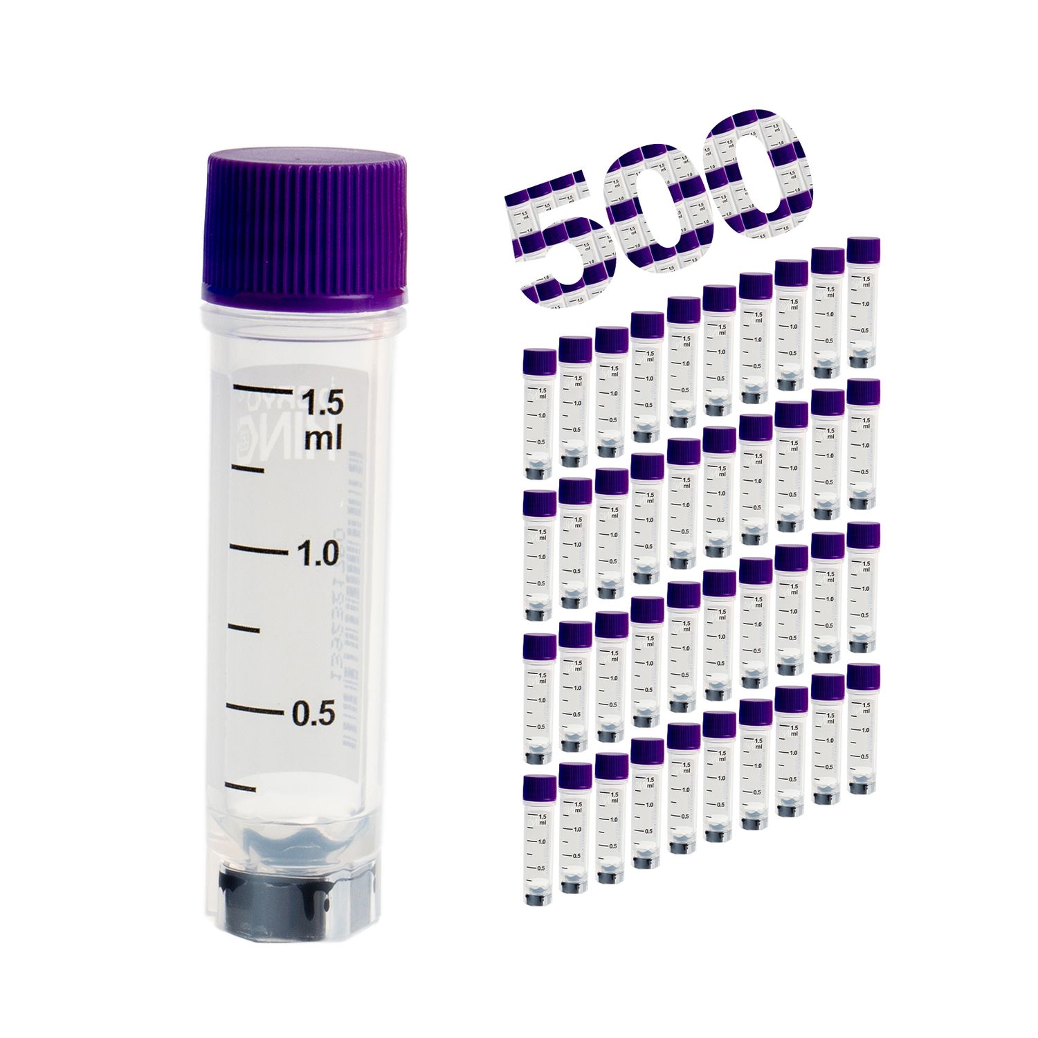 Biologix® Cryogenic Vials Side &amp; Bottom Barcoded-1.5, External Thread, 500/pack