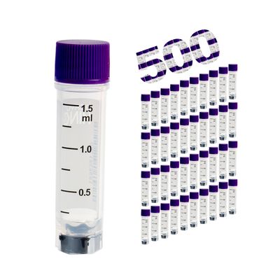 Biologix® Cryogenic Vials Side &amp; Bottom Barcoded-1.5, External Thread, 500/pack