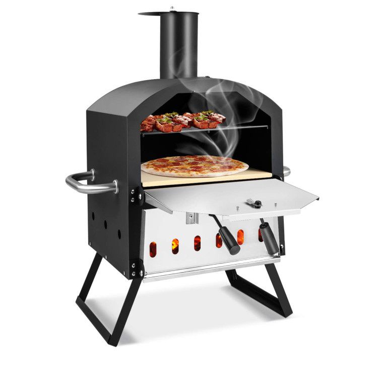 2-Layer Pizza Oven w/ Removable Rack + Folding Legs ¨C as Show
