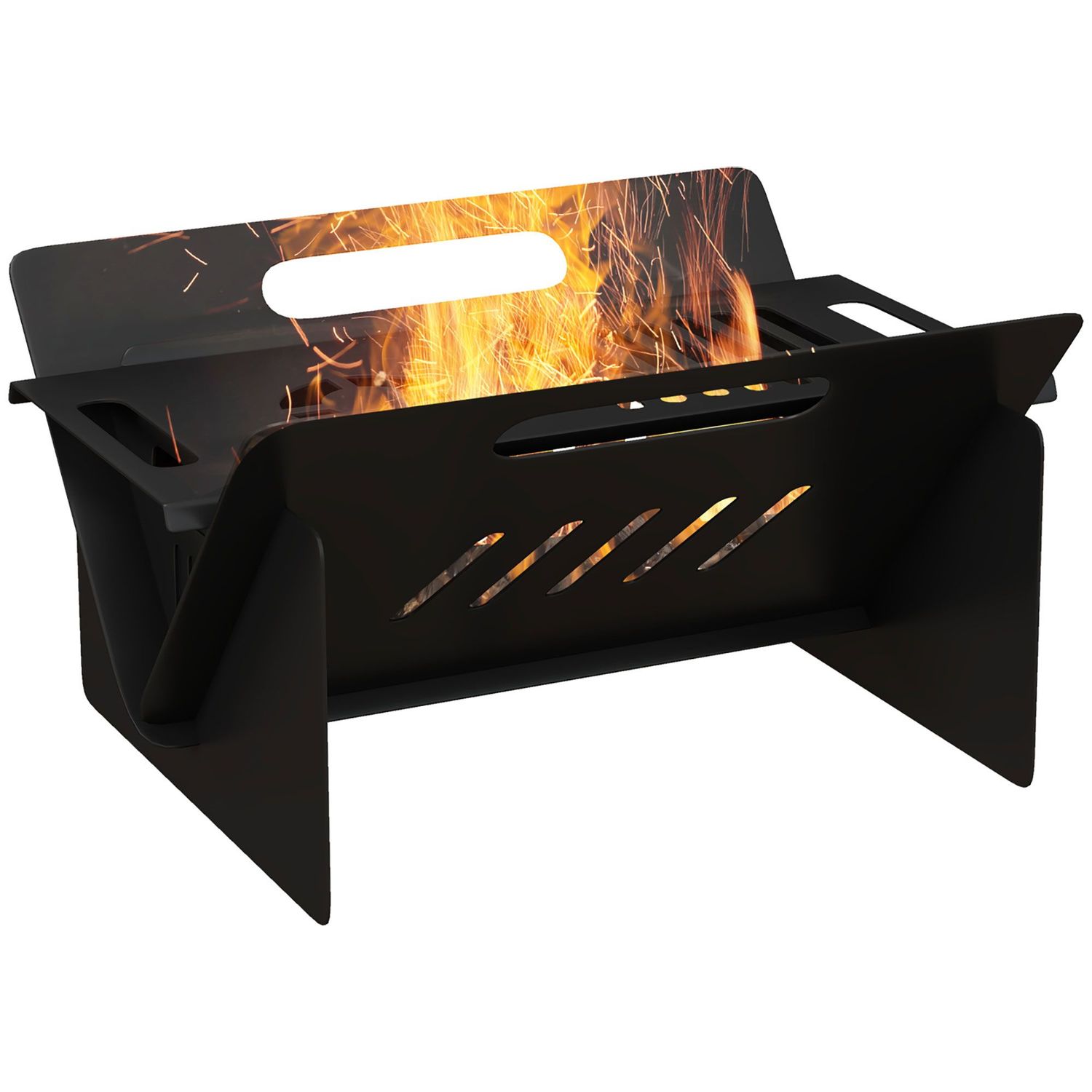 Outsunny 3-in-1 Portable Fire Pit Stove Coffee Table w/ Bag ¨C Black