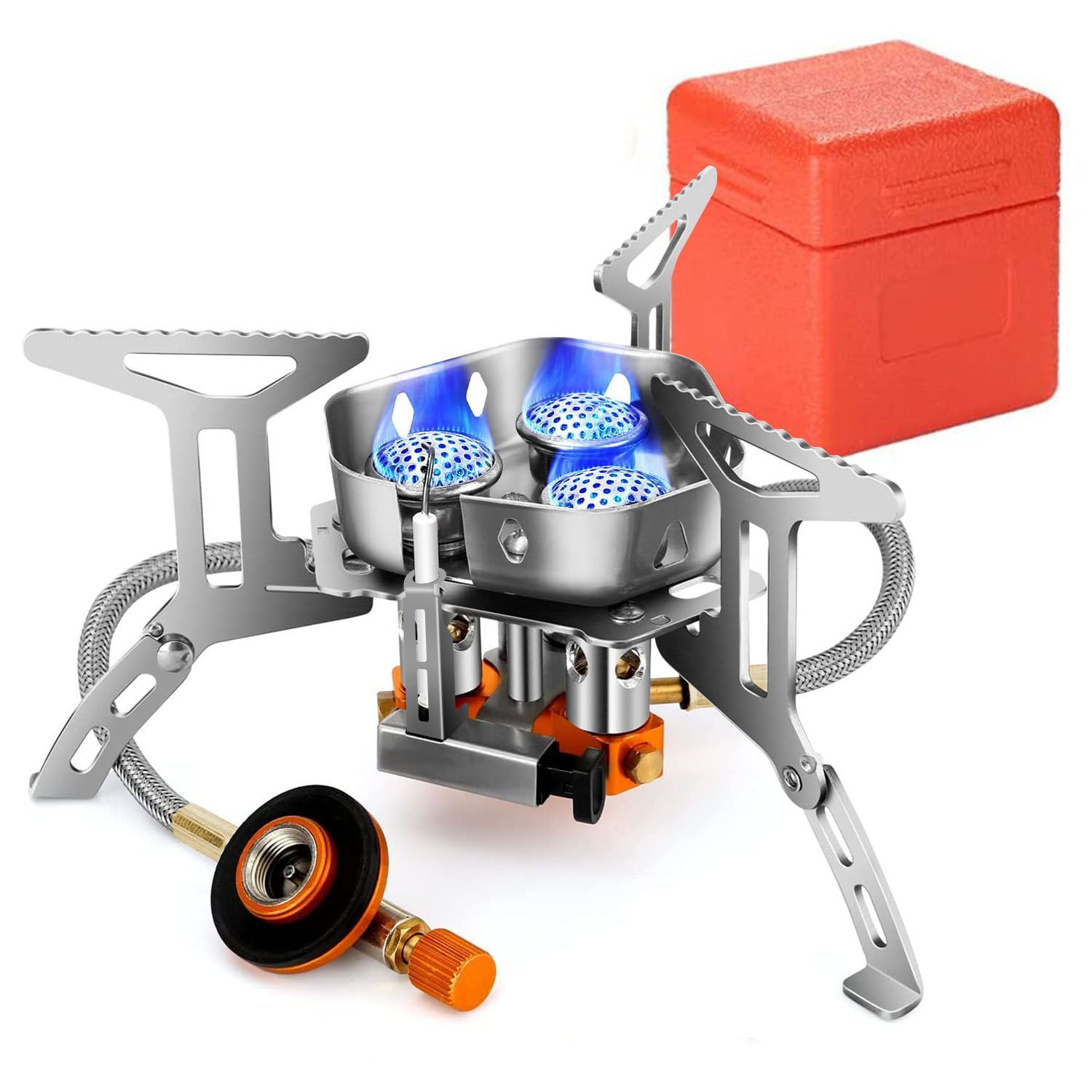 4000W Foldable Camping Gas Stove Piezo Ignition ¨C Silver