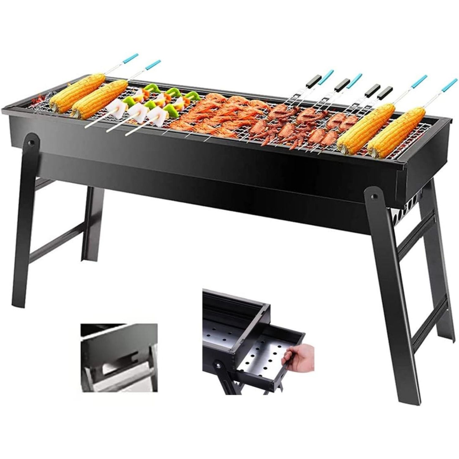 Portable Foldable Charcoal BBQ Grill Camping Picnic Burner ¨C Black