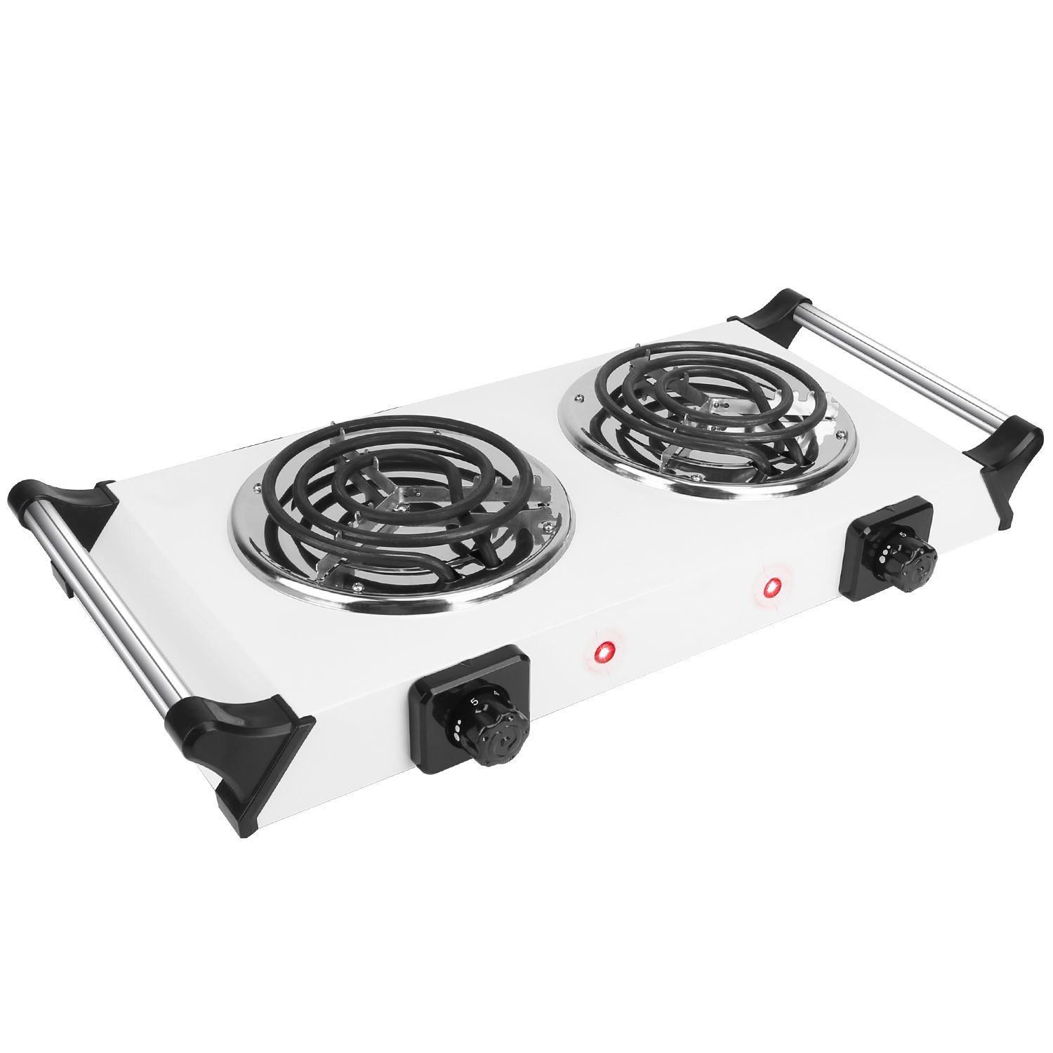 2000W Dual Burner Electric Hot Plate Stove RV Countertop ¨C Silver