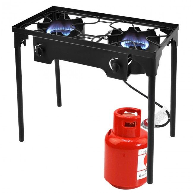150,000 BTU Double Burner Outdoor Stove BBQ Grill ¨C Black