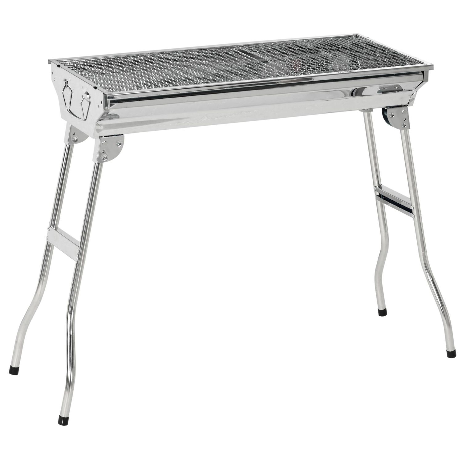 Portable Stainless Charcoal Folding BBQ Grill w/ Pan + Rack ¨C as Pic