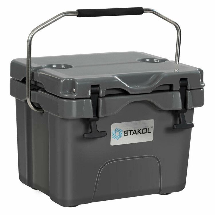16QT 24-Can Portable Cooler w/ Cup Holders ¨C Gray