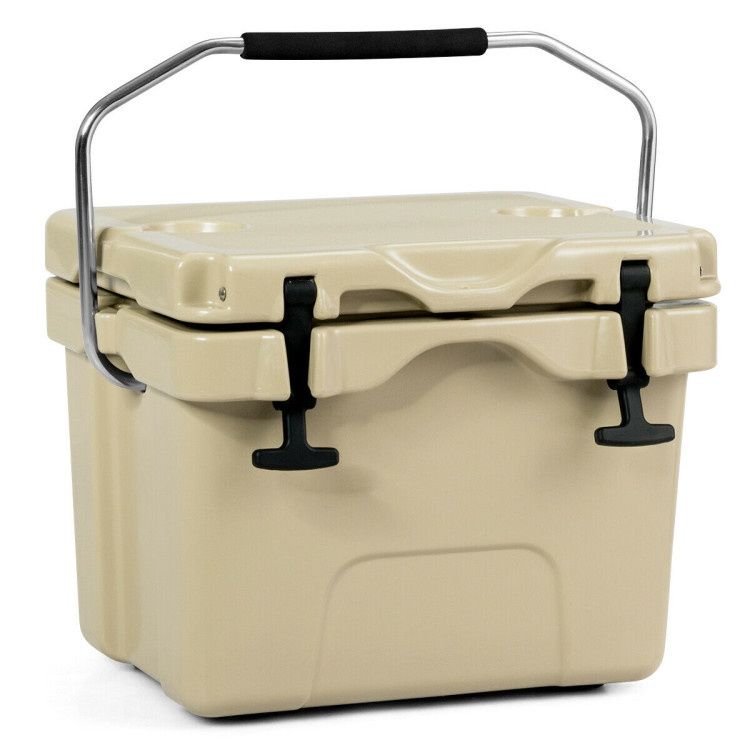 16QT 24-Can Portable Cooler w/ Cup Holders ¨C Khaki