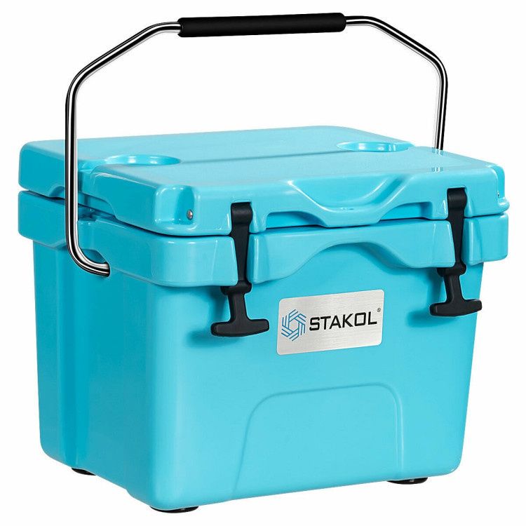 16QT 24-Can Portable Cooler w/ Cup Holders ¨C Blue