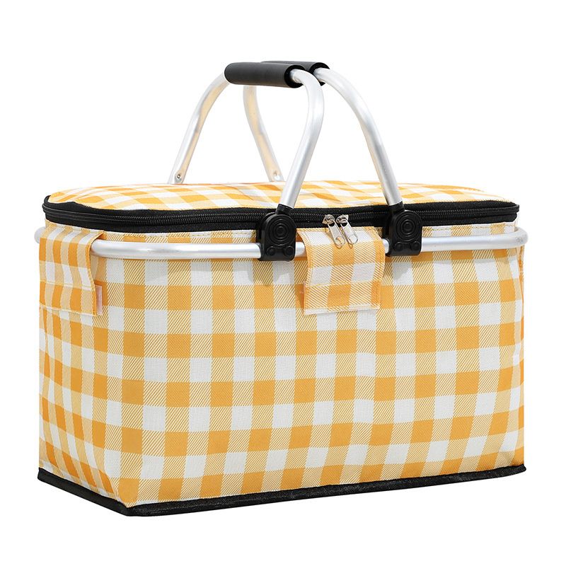 Outdoor Folding Picnic Bag Fruit Basket Thermal Storage ¨C Yellow White