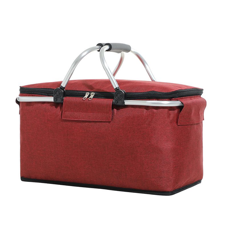 Outdoor Folding Picnic Bag Fruit Basket Thermal Storage ¨C Wine Red