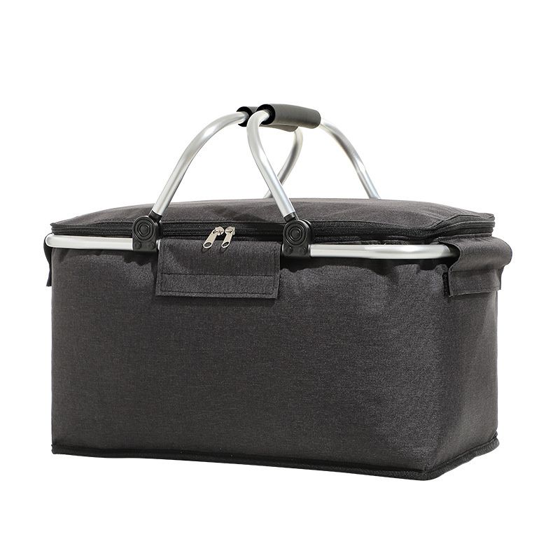 Outdoor Folding Picnic Bag Fruit Basket Thermal Storage ¨C Black