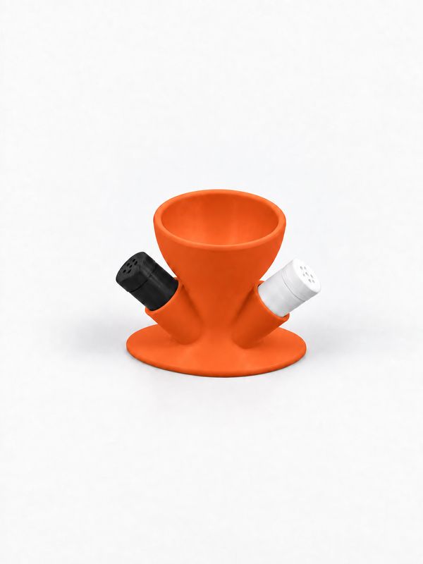 Eierbecher im 4er-Set mit Salz- und Pfefferstreuer – Orange