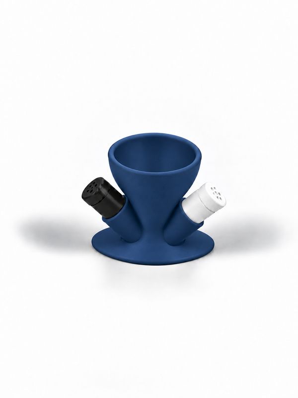 Eierbecher im 4er-Set mit Salz- und Pfefferstreuer – Blau Matt