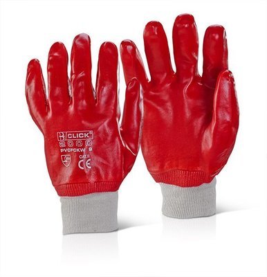 Knitted Wrist Red PVC Coated Gloves