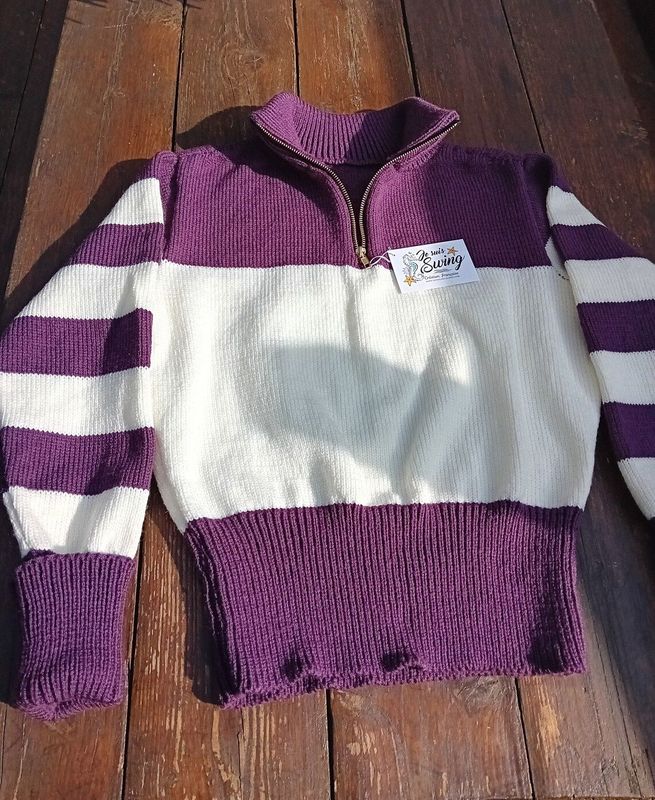 RACER SWEATER Aubergine Crème
