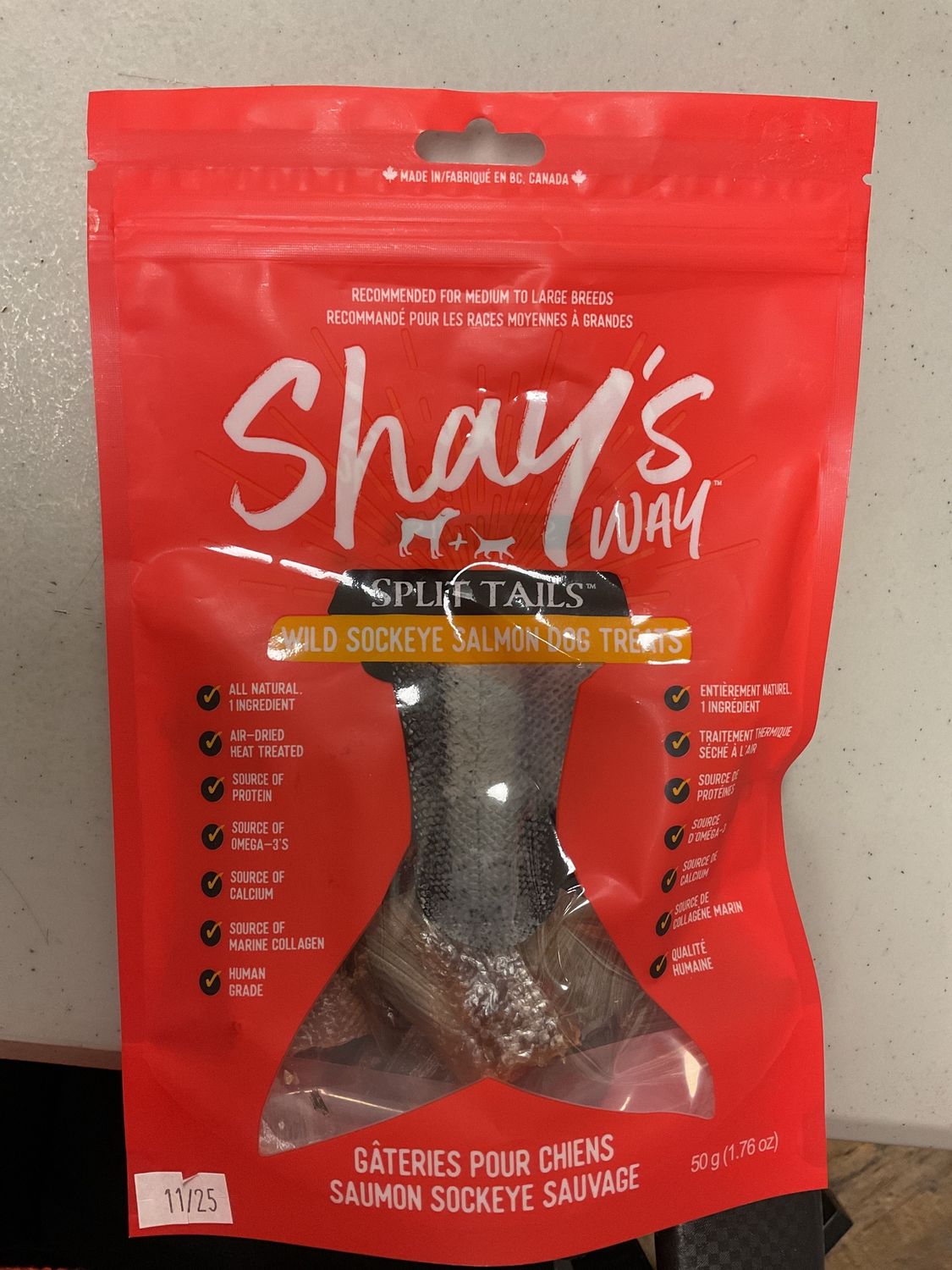 Shay's Way - Air Dried Sockeye Salmon Split Tails 50g