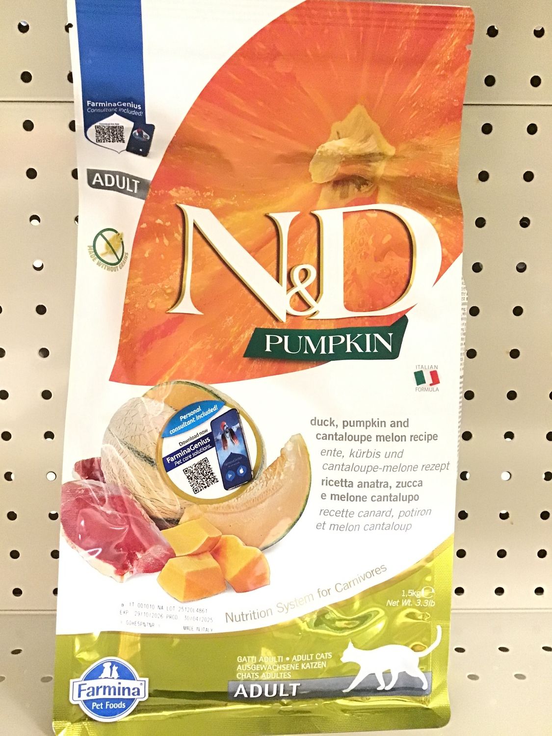 Farmina ND Pumpkin Duck Adult Cat Dry Food 1.5kg, Flavour: Duck