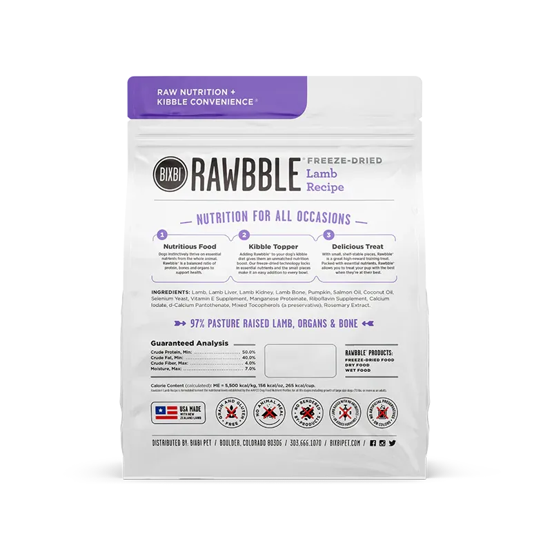 Bixbi Dog Freeze Dried Rawbble Lamb 12oz