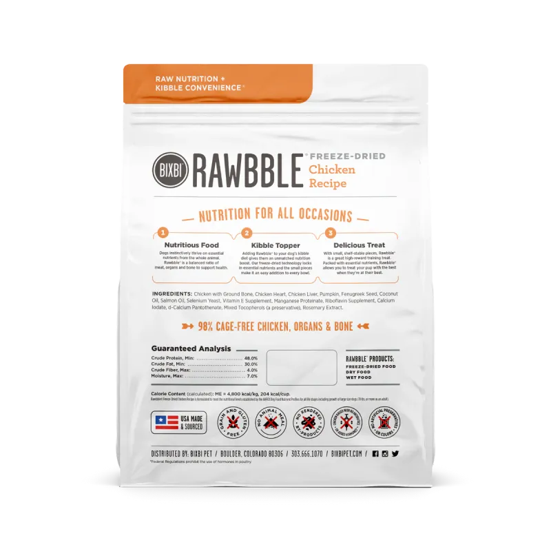 Bixbi Dog Freeze Dried Rawbble Chicken 12oz
