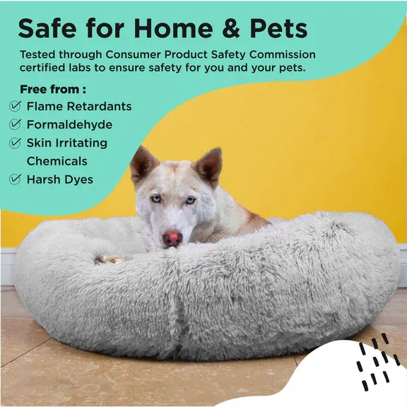 Donut Shag Bed Grey Medium 30x30