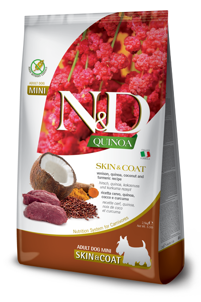 Farmina N&amp;D Quinoa Dog SkinCoat Venision Coconut Turmeric AD Mini | Dogs 2.5kg
