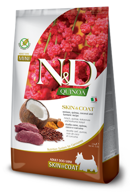 Farmina N&amp;D Quinoa Dog SkinCoat Venision Coconut Turmeric AD Mini | Dogs 2.5kg