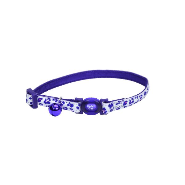 Coastal Pet Products SafeCat Glow in the Dark Adj Breakaway Collar 8-12" Purple Leopard