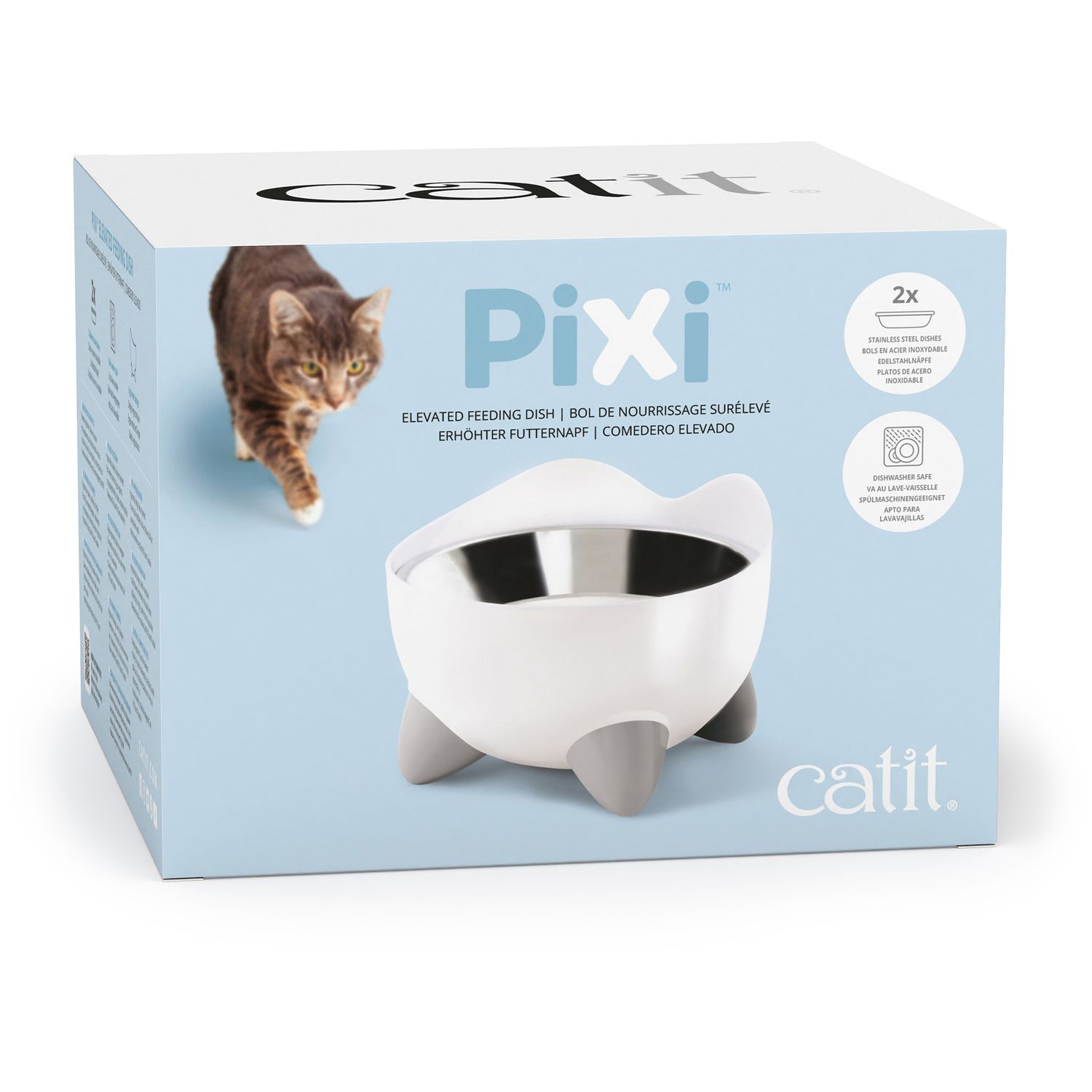 Catit PIXI Stainless Steel Elevated Feeding Dish - White - 200 ml