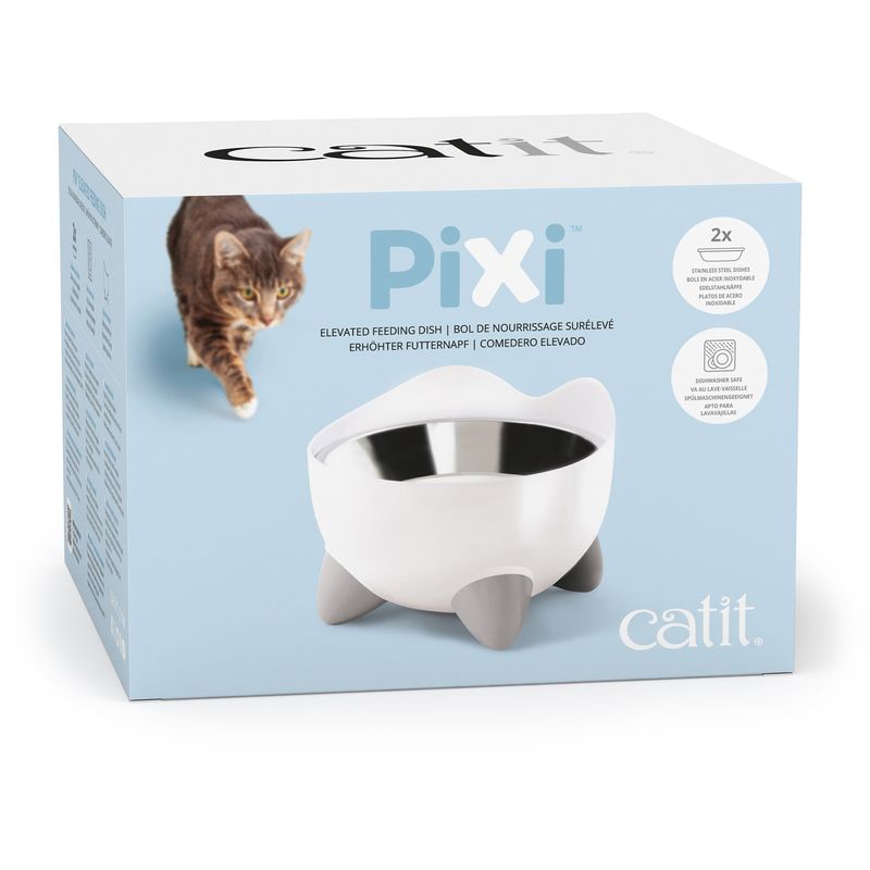 Catit PIXI Stainless Steel Elevated Feeding Dish - White - 200 ml