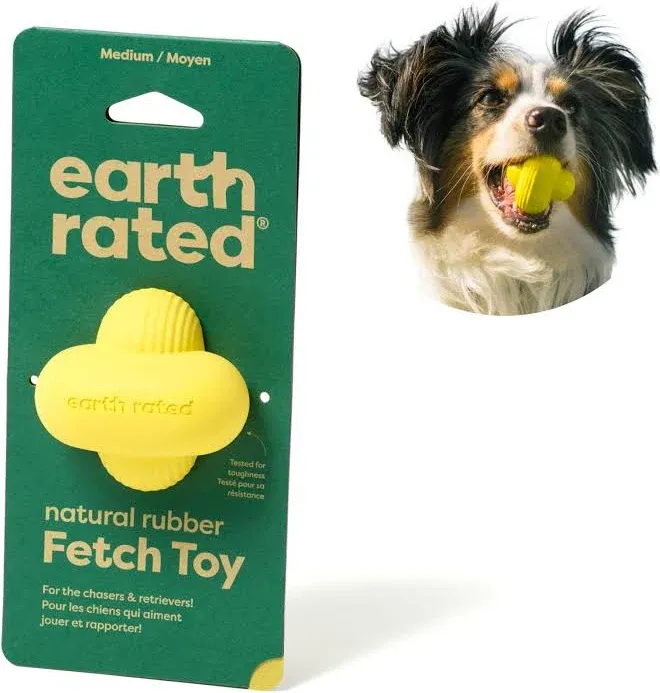 Earth Rated Rubber Fetch Toy Yellow Medium (15-35 lb)
