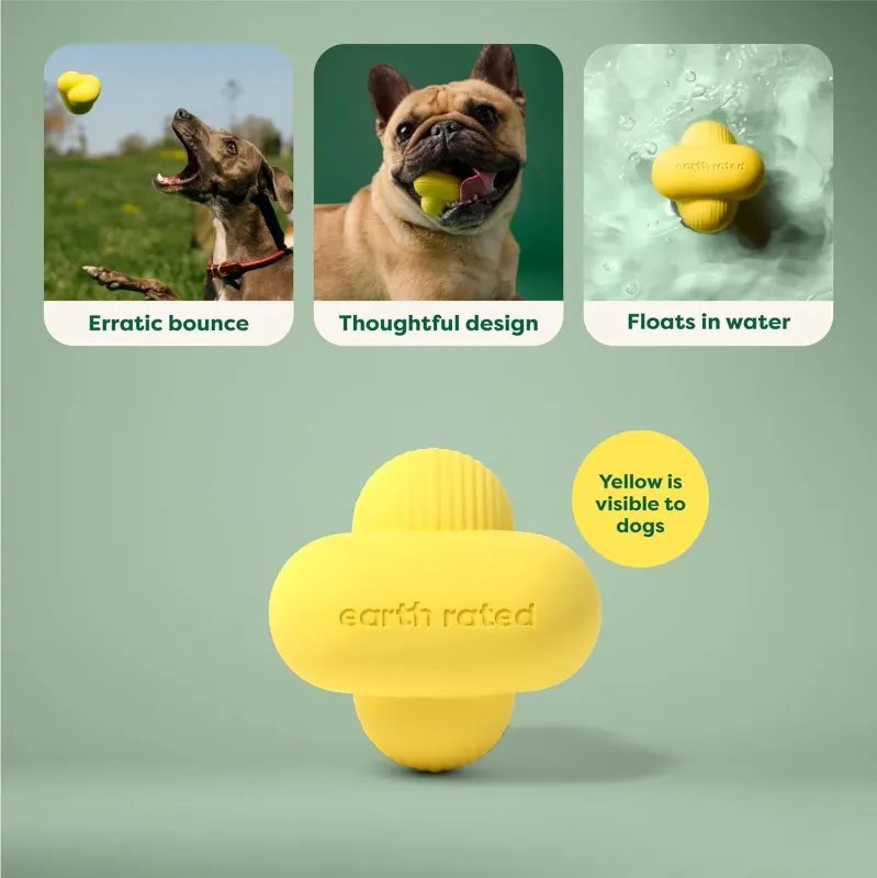 Earth Rated Rubber Fetch Toy Yellow Small (0-15 lbs)