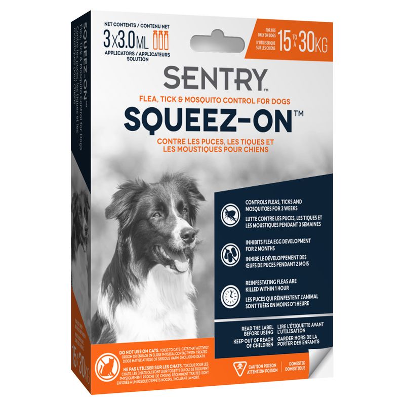 Sentry Squeez-On Flea, Tick &amp; Mosquito Control, For Dogs (15-30 kg)