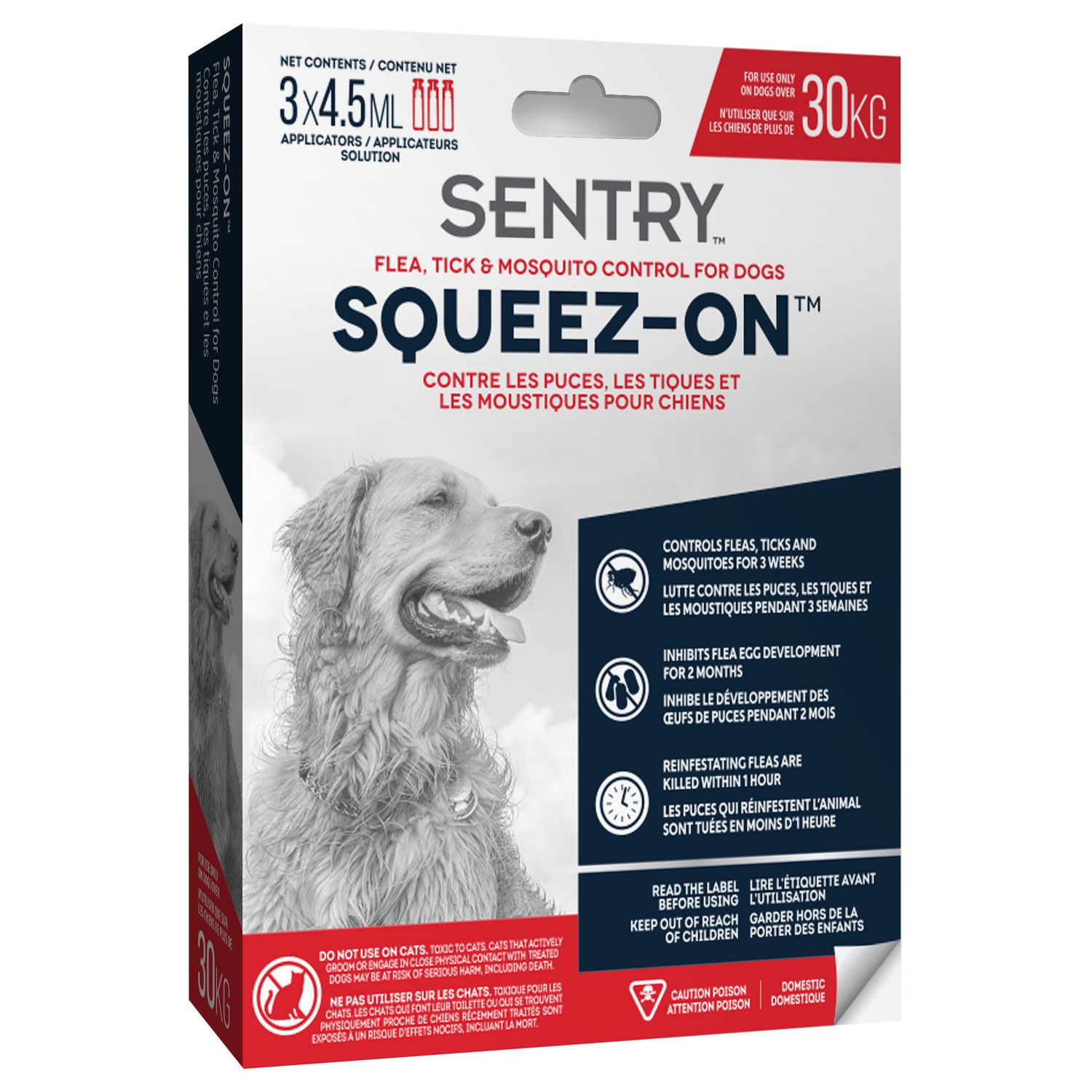 Sentry Squeez-On Flea, Tick &amp; Mosquito Control, For Dogs (over 30 kg)