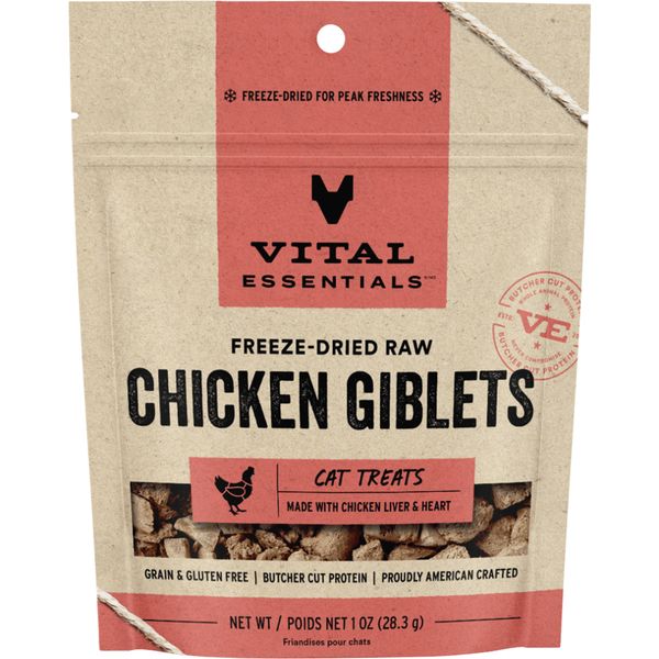 Vital Essentials - Cat GF Freeze Dried Chicken Giblets Treats - 1 oz