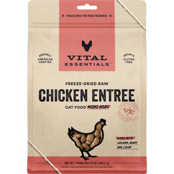 Vital Essentials - Cat GF Freeze Dried Food Chicken Mini Nibs Cat - 12 oz